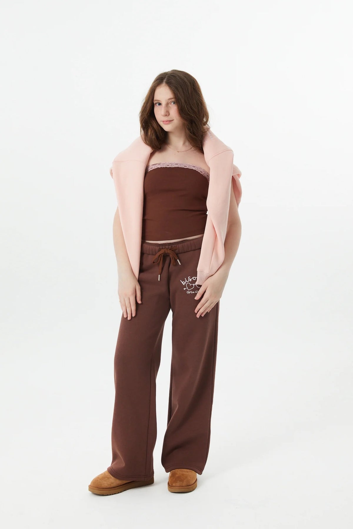 Theme - Tween - Cocoa Cami French Terry Wide Leg Jogger -Bisou
