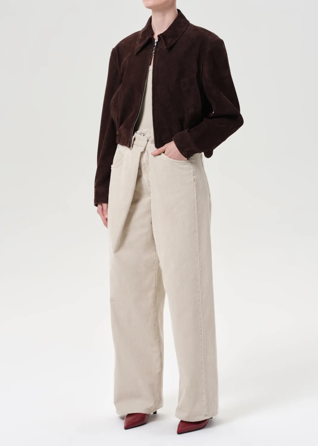 AGOLDE - Women - Root Nahla Cropped Suede Jacket