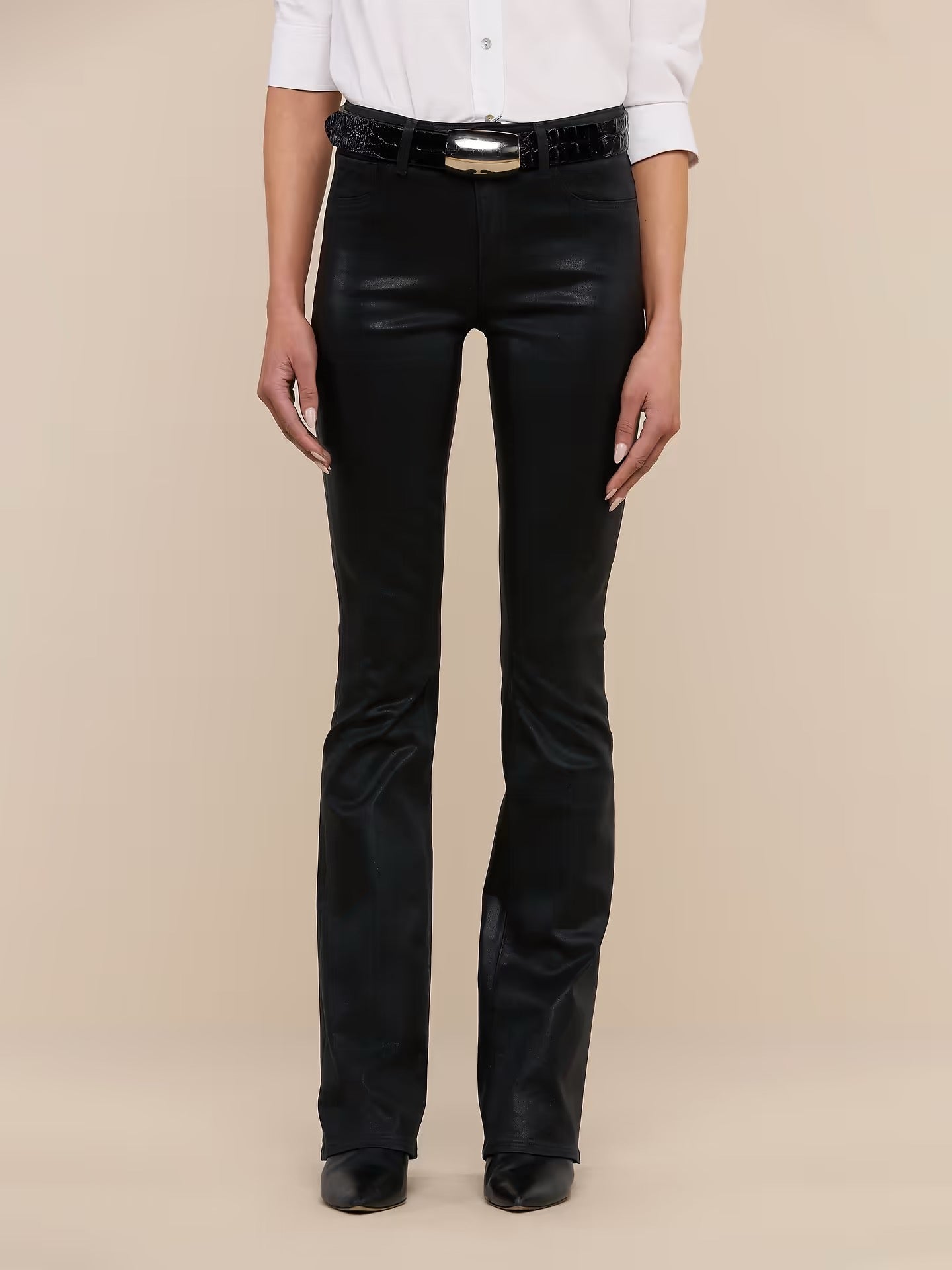 L'AGENCE - Women - Black Selma Coated Bootcut Jean