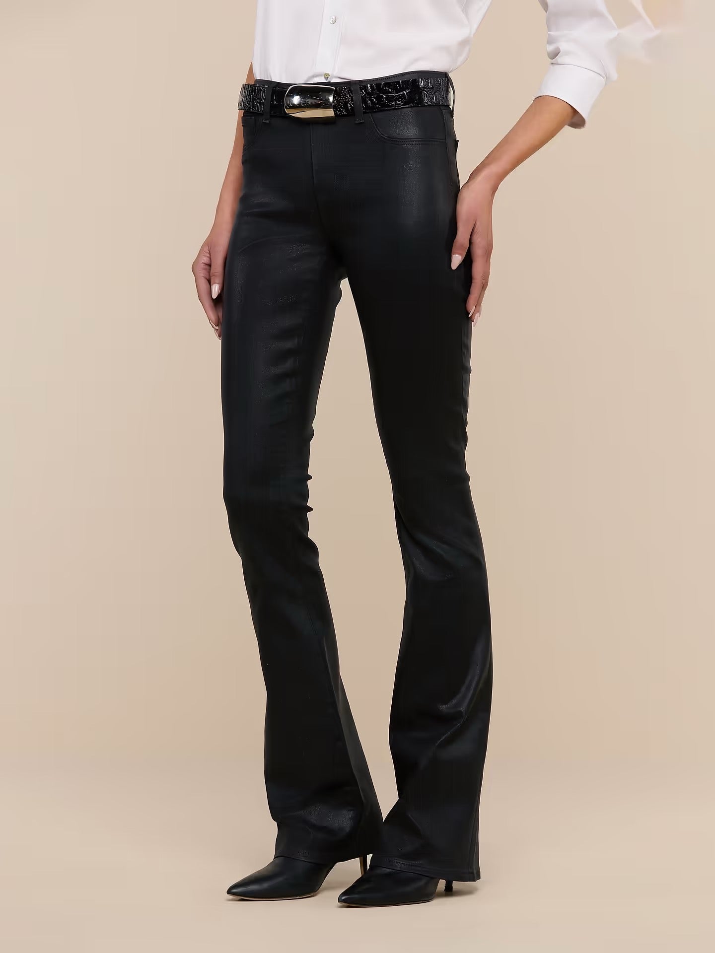 L'AGENCE - Women - Black Selma Coated Bootcut Jean