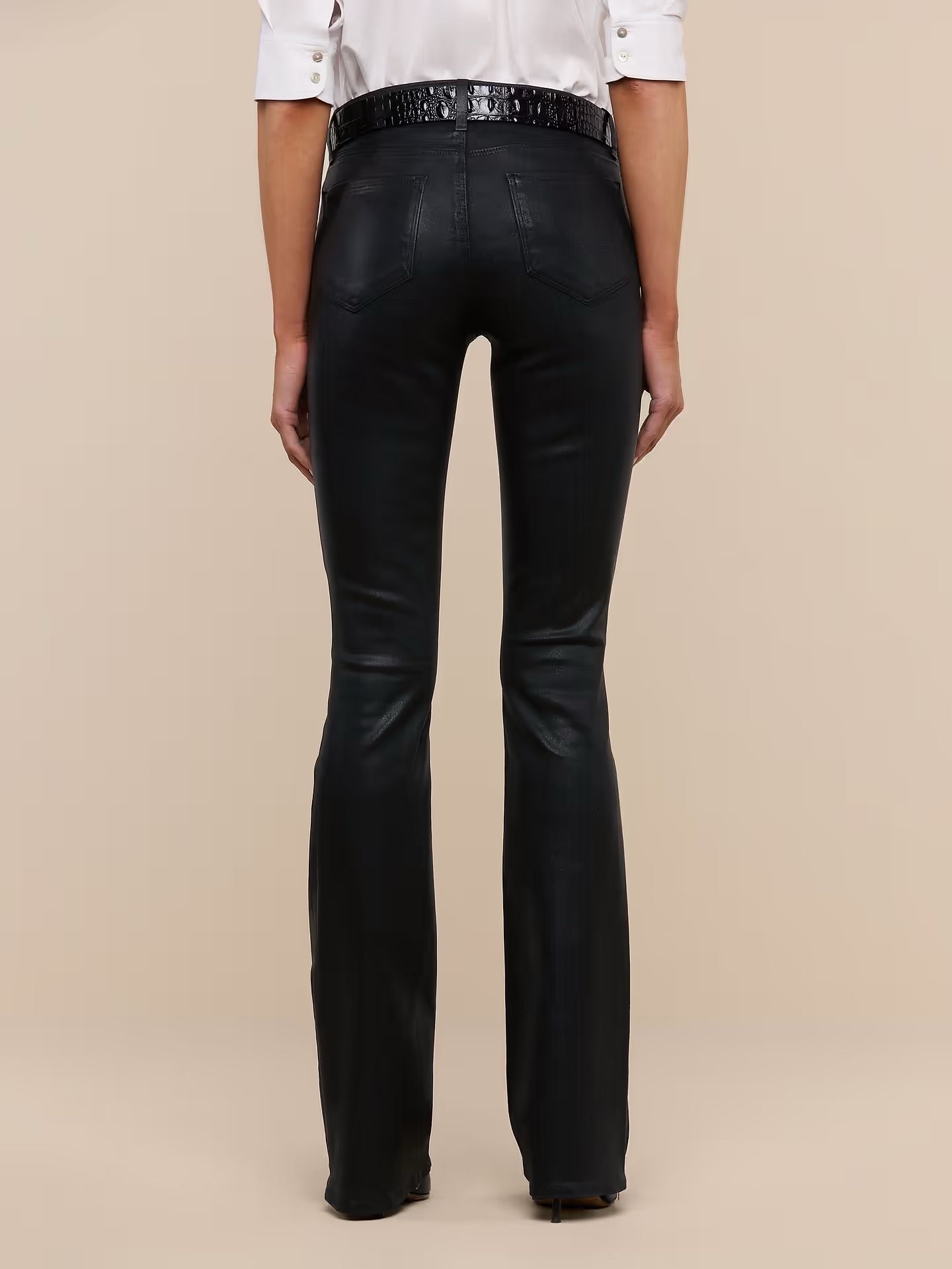 L'AGENCE - Women - Black Selma Coated Bootcut Jean