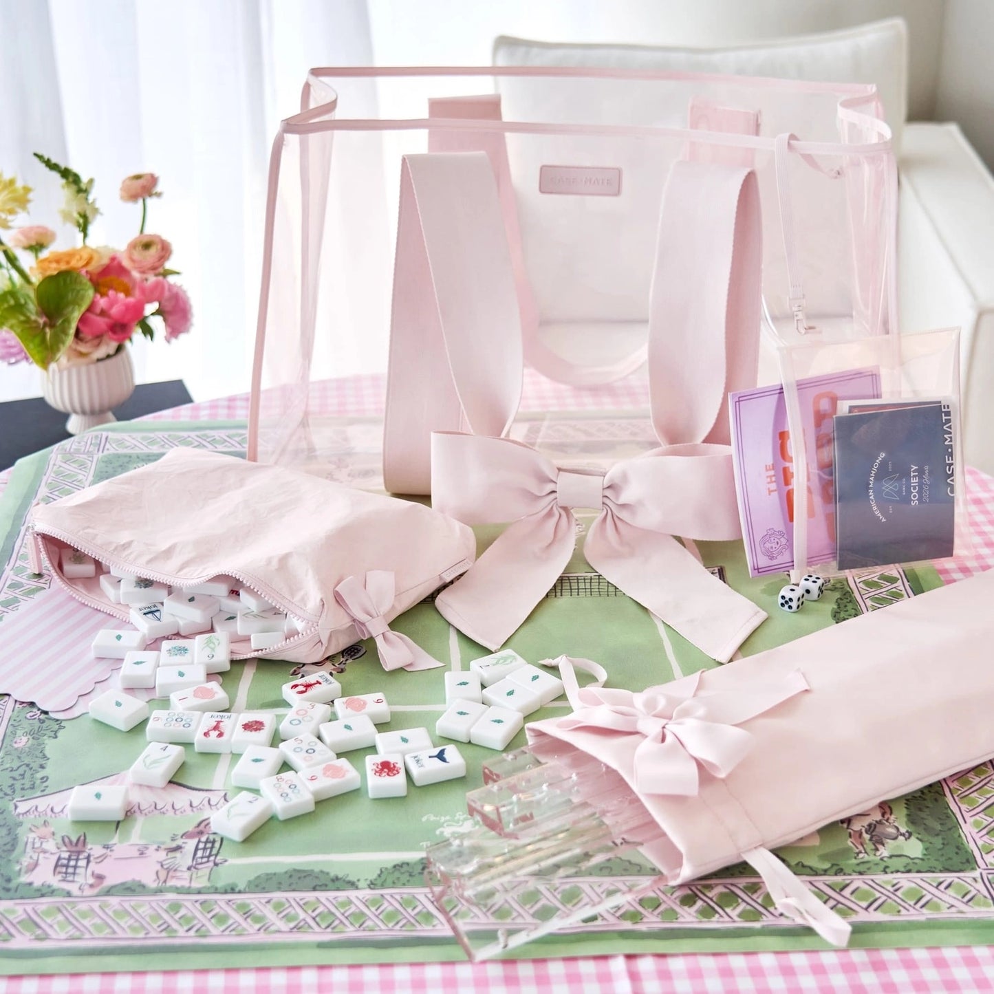 Case-Mate Mahjong Jelly Tote Set Ballet Pink Bow