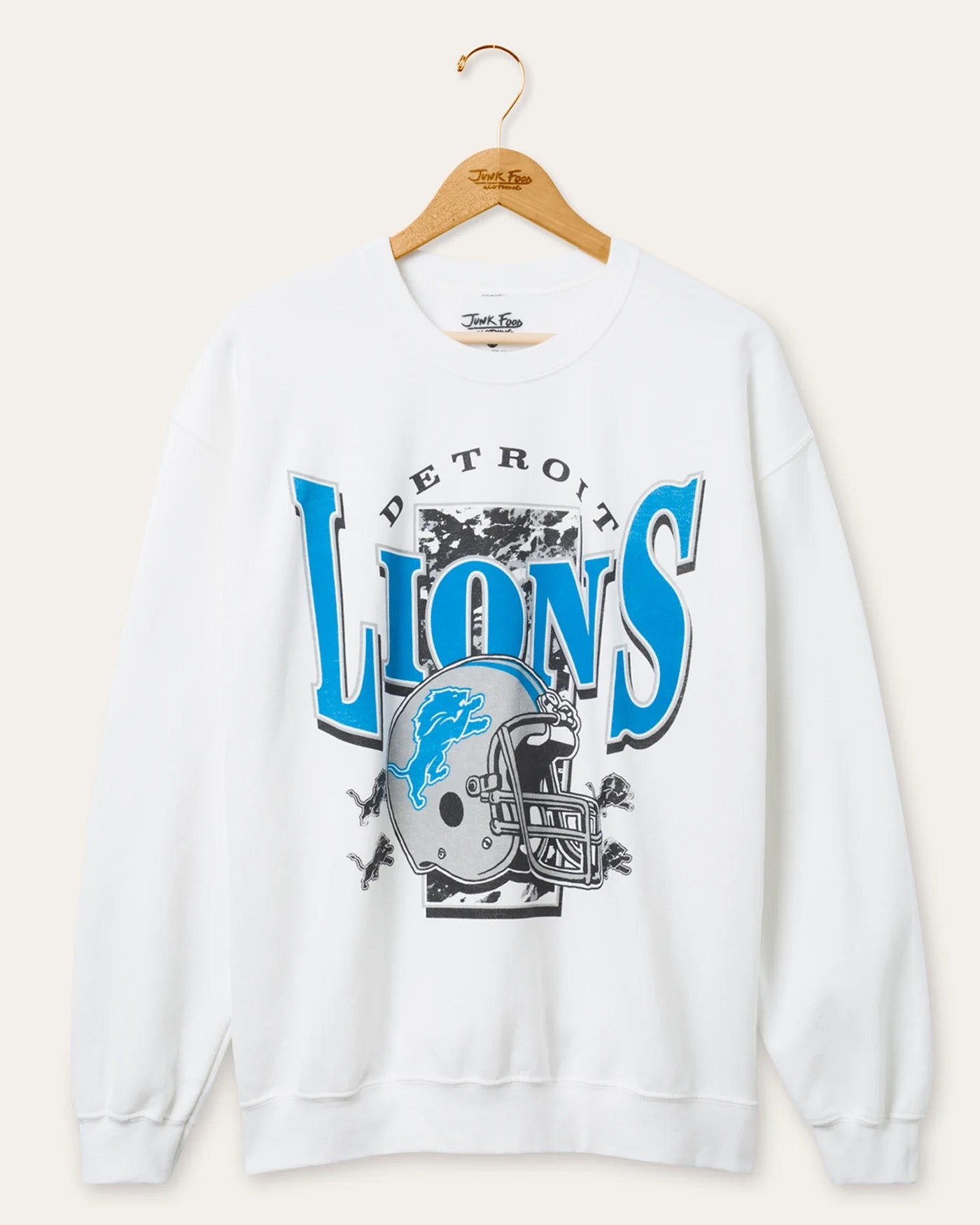 Junk Food - Men - White  Detroit Lions Conversion Flea Market Crew Fleece