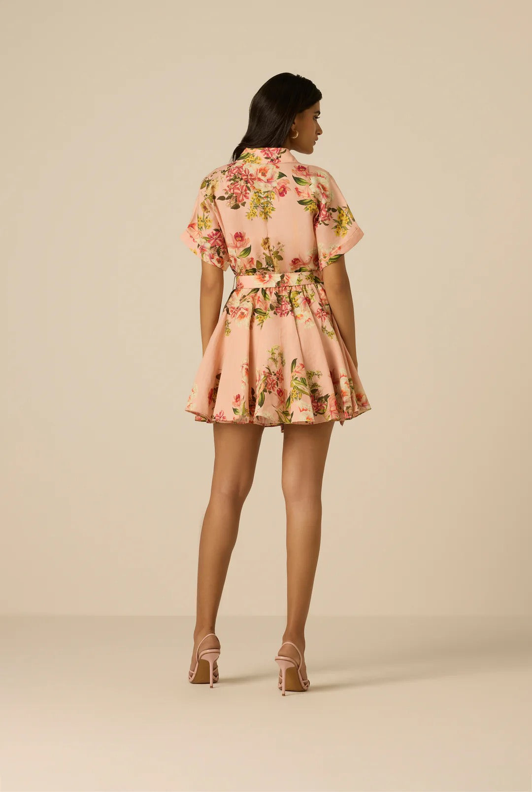 HEMANT &  NANDITA  - Women - Peach Ayla Short Dress With Buckle Belt