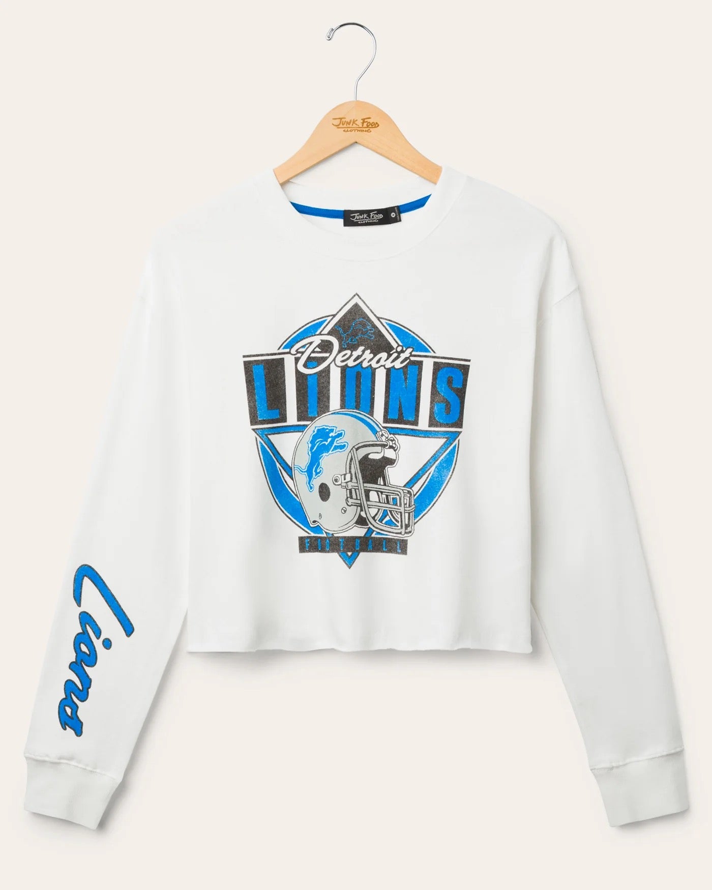 Junk Food - Women - White  Detroit Lions Crop Sweatshirt