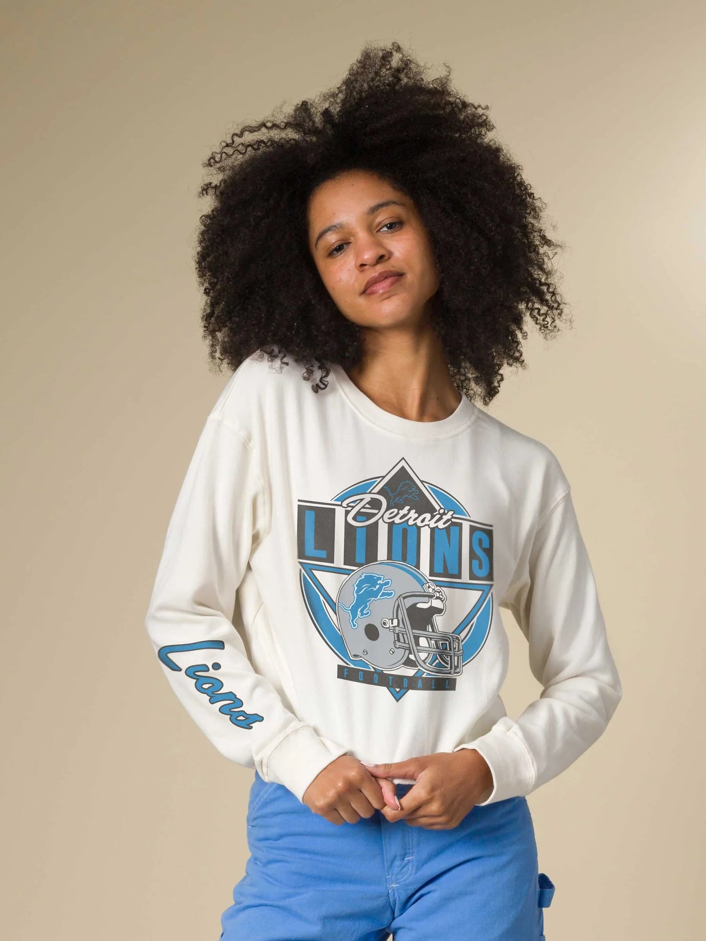 Junk Food - Women - White  Detroit Lions Crop Sweatshirt