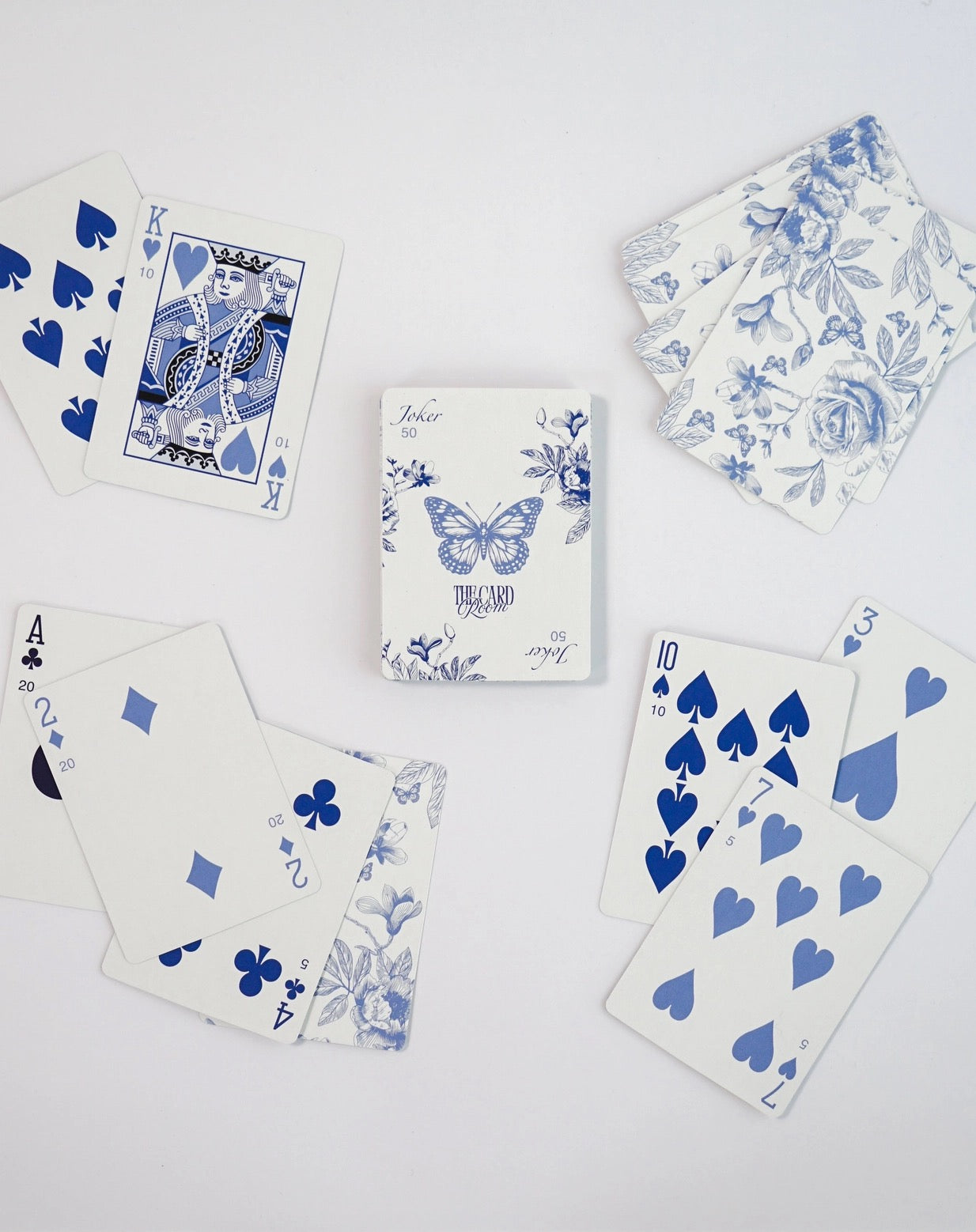 The Card Room - Blue Floral Canasta Cards with Points
