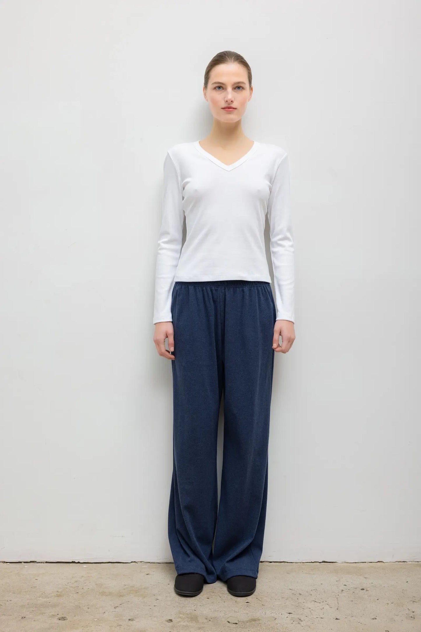 Leset - Women -White Nando Slim Long Sleeve V-Neck