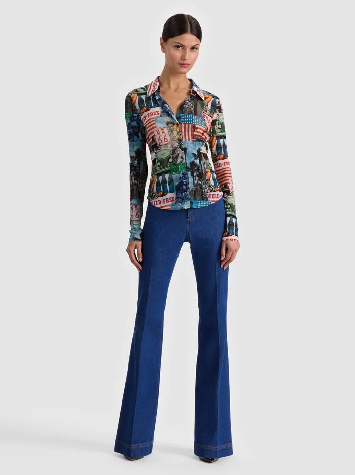 Alice + Olivia - Women - Open Road Jade Mesh Button Down
