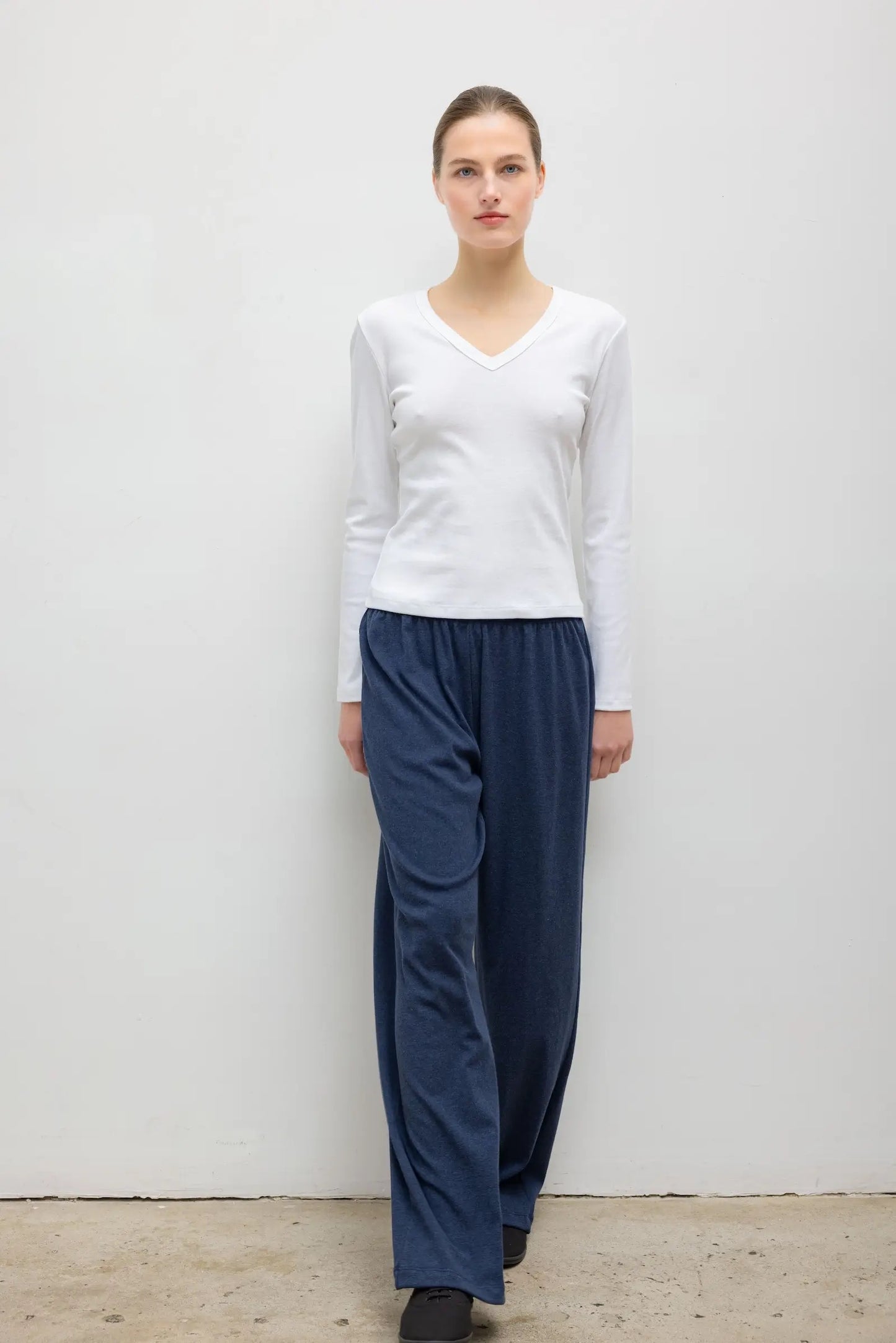 Leset - Women -White Nando Slim Long Sleeve V-Neck