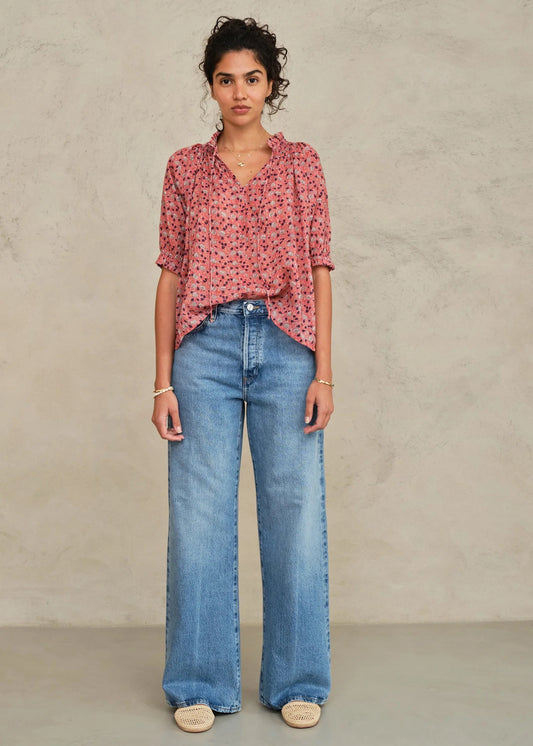 M.A.B.E - Women - Rose/Multi. Darla Print Long Sleeve Top