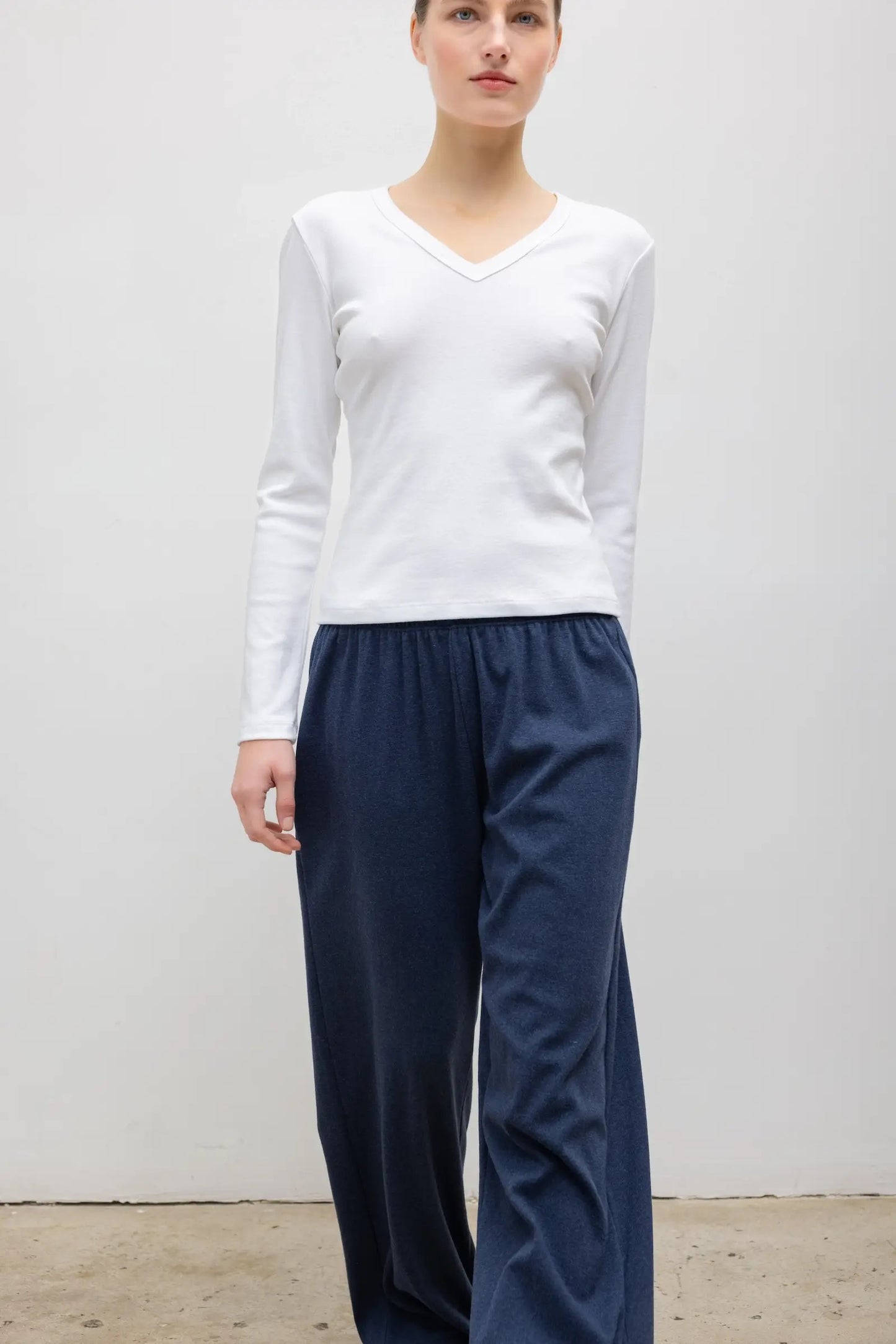 Leset - Women -White Nando Slim Long Sleeve V-Neck