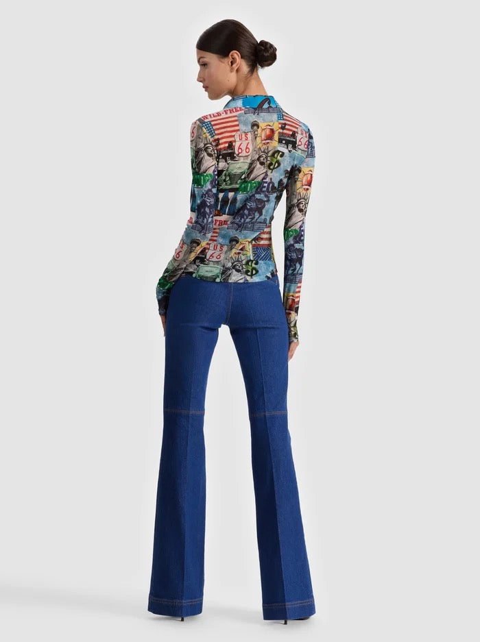 Alice + Olivia - Women - Open Road Jade Mesh Button Down