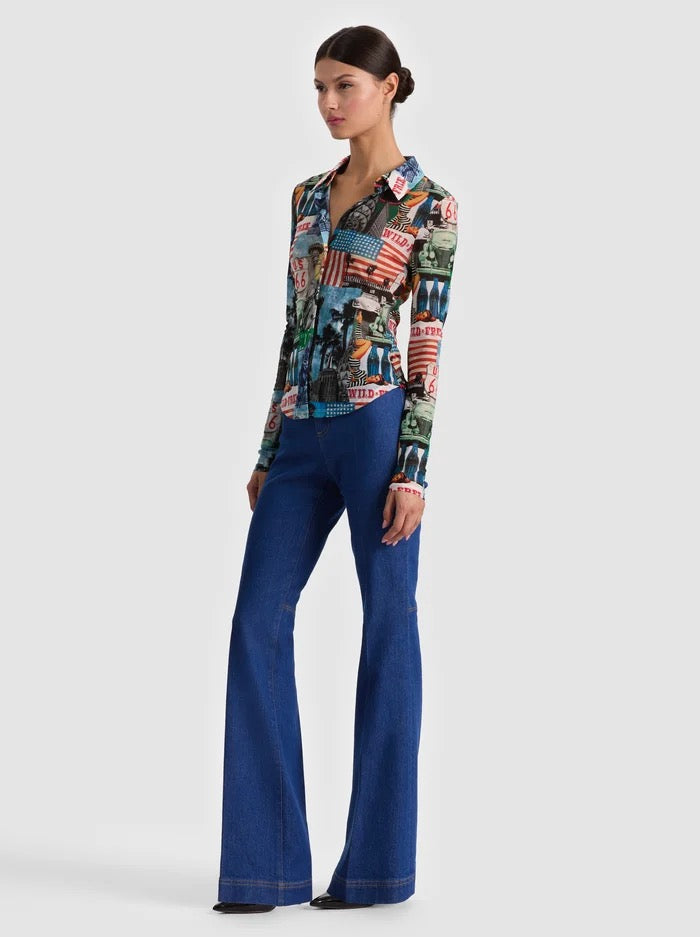 Alice + Olivia - Women - Open Road Jade Mesh Button Down