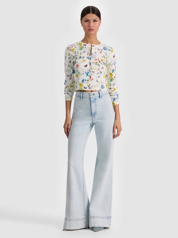 Alice + Olivia - Women - Twisting Vines Off White Carson Printed Cardigan