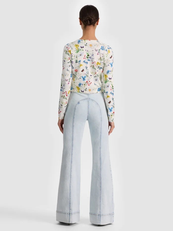 Alice + Olivia - Women - Twisting Vines Off White Carson Printed Cardigan