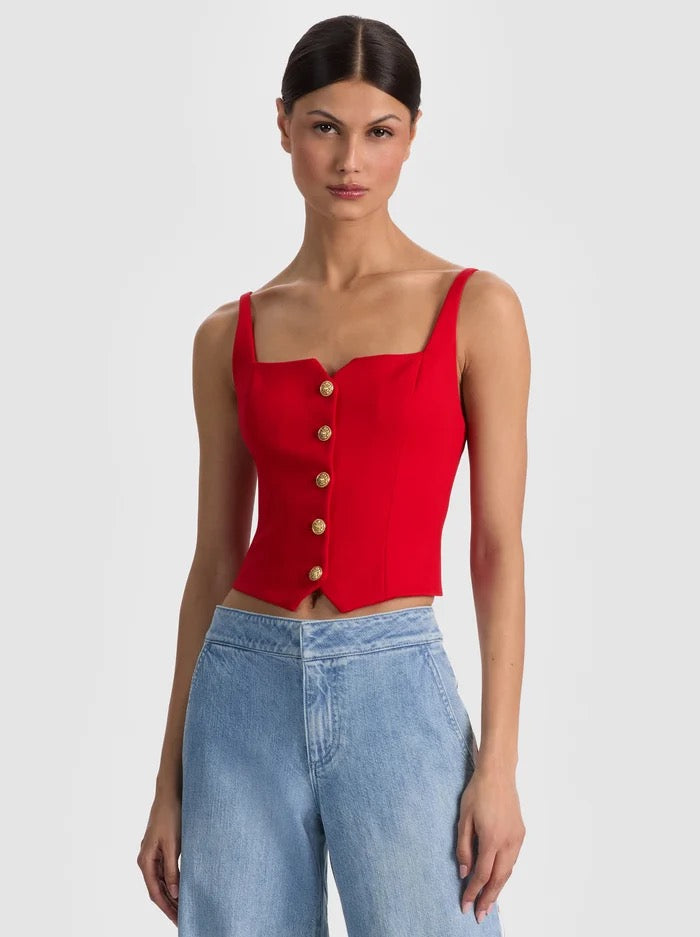 Alice + Olivia - Women - Chili Pepper Kelcey Button Front Top