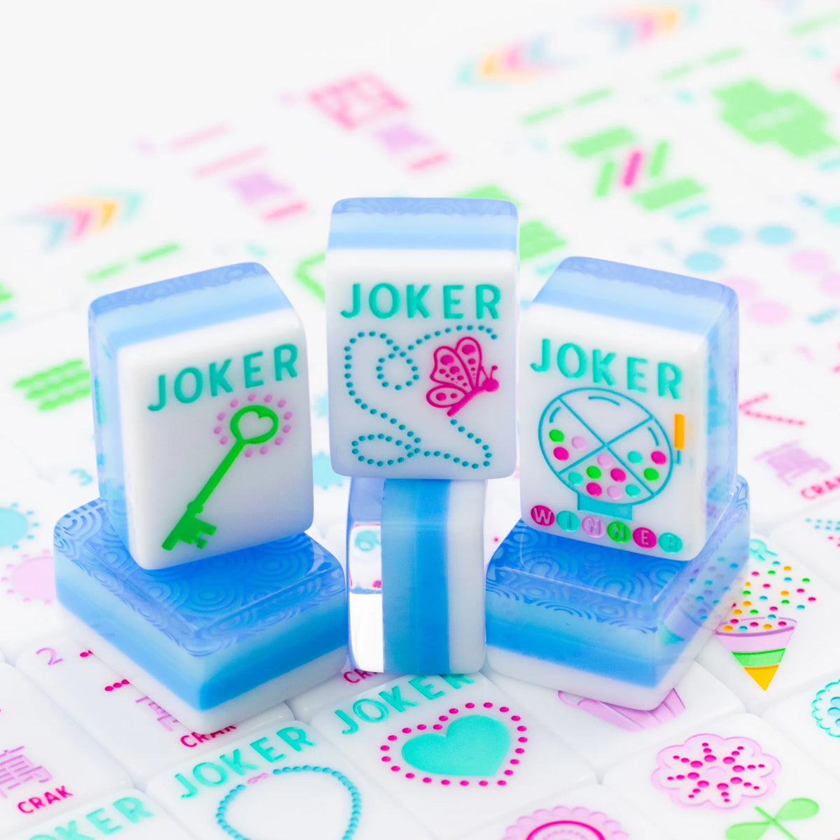 My Fair Mahjong -  Calm Blue Crystal Confetti Mahjong Set