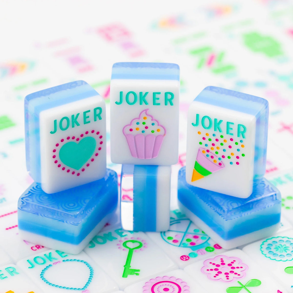 My Fair Mahjong -  Calm Blue Crystal Confetti Mahjong Set