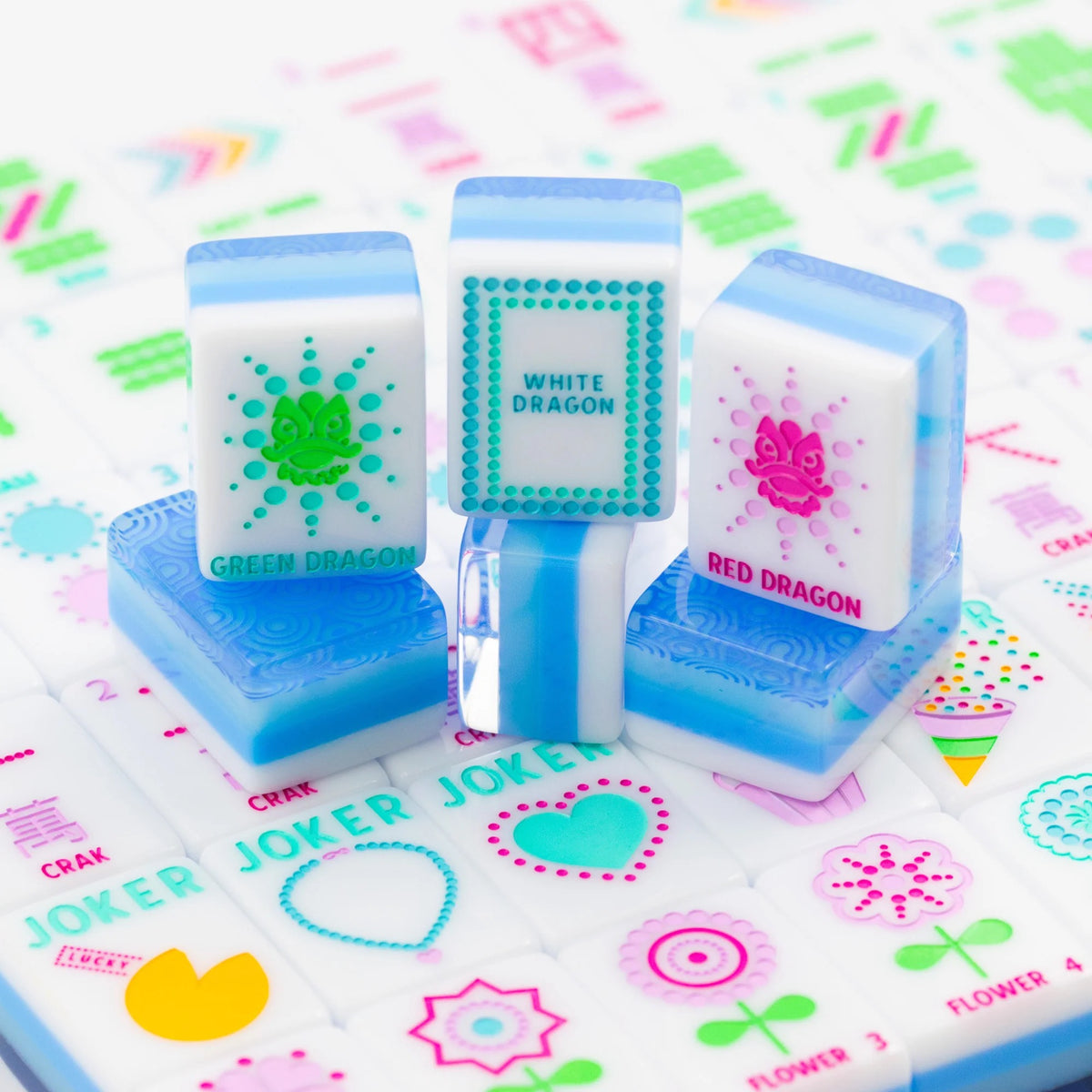 My Fair Mahjong -  Calm Blue Crystal Confetti Mahjong Set