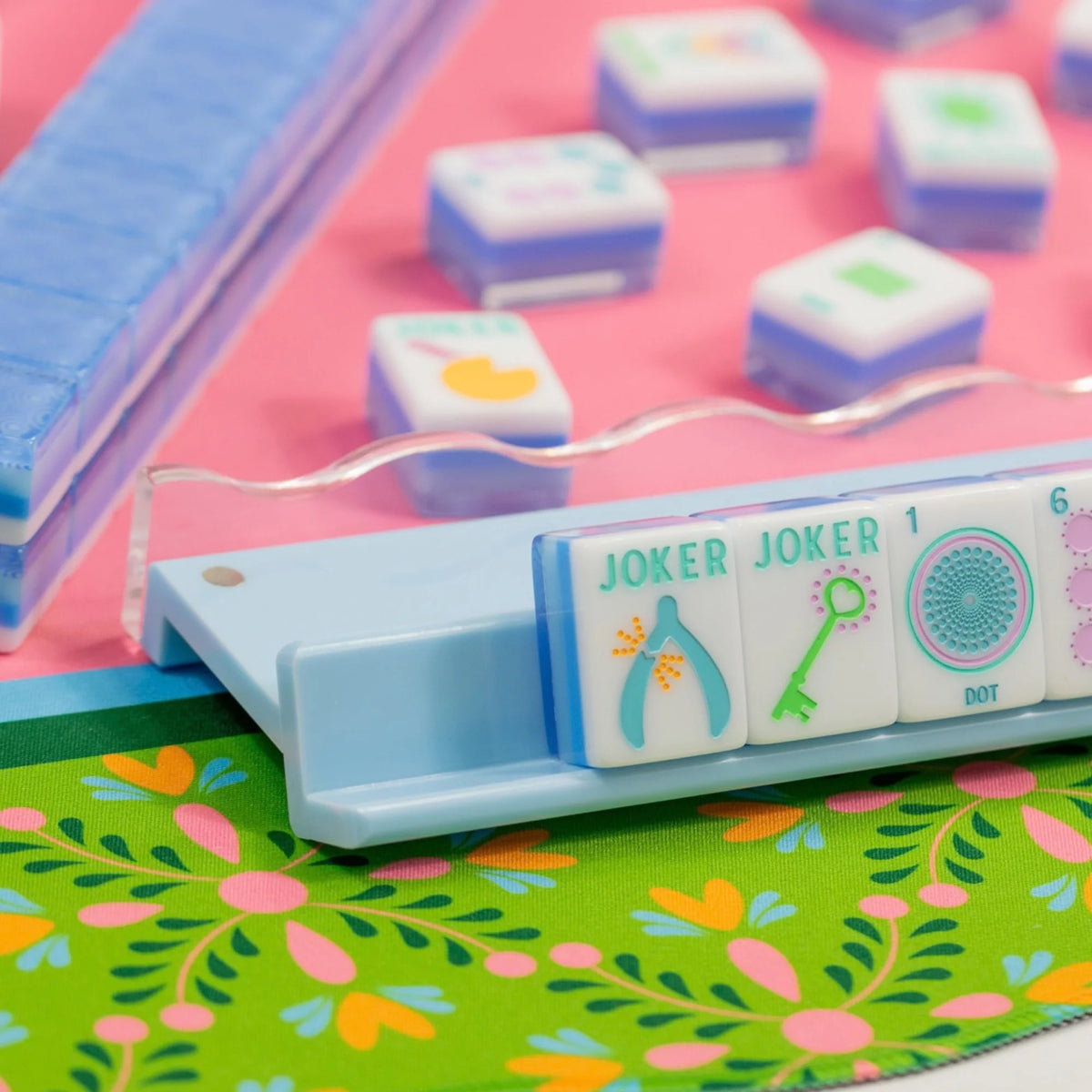 My Fair Mahjong -  Calm Blue Crystal Confetti Mahjong Set