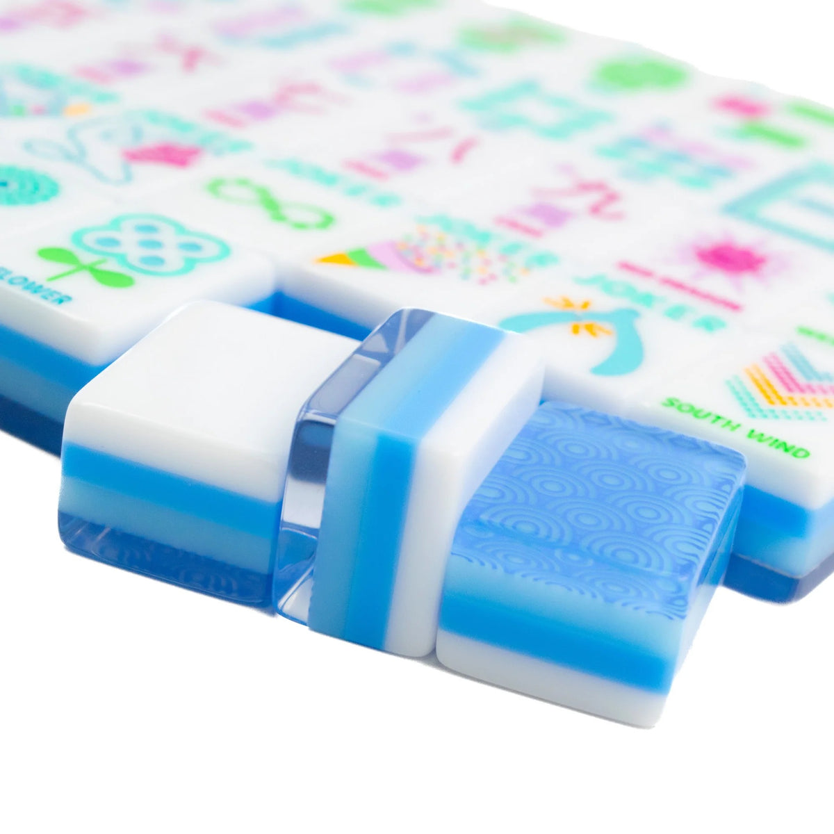 My Fair Mahjong -  Calm Blue Crystal Confetti Mahjong Set