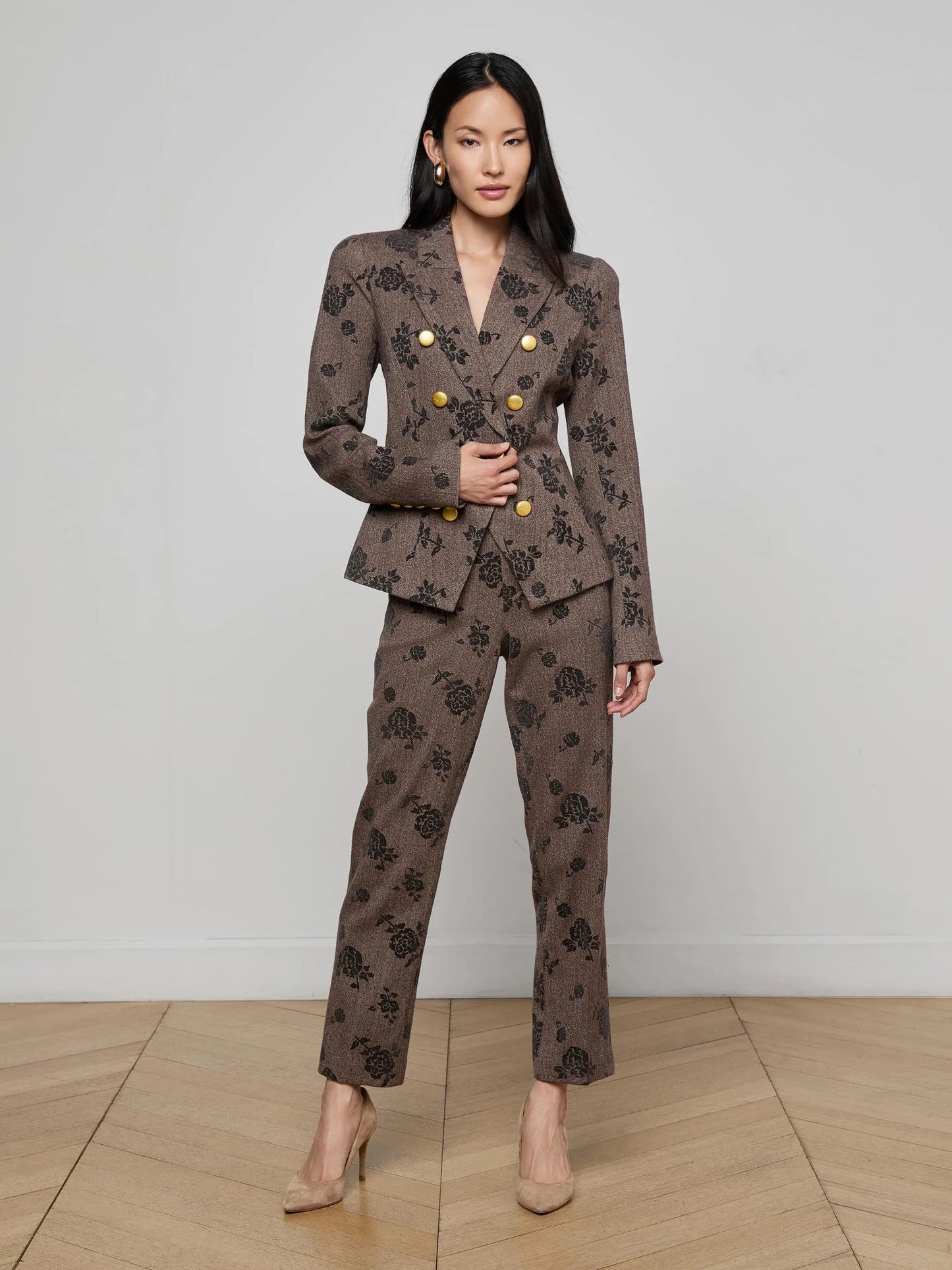 L'agence - Women - Brown Bethany Flocked Herringbone Blazer