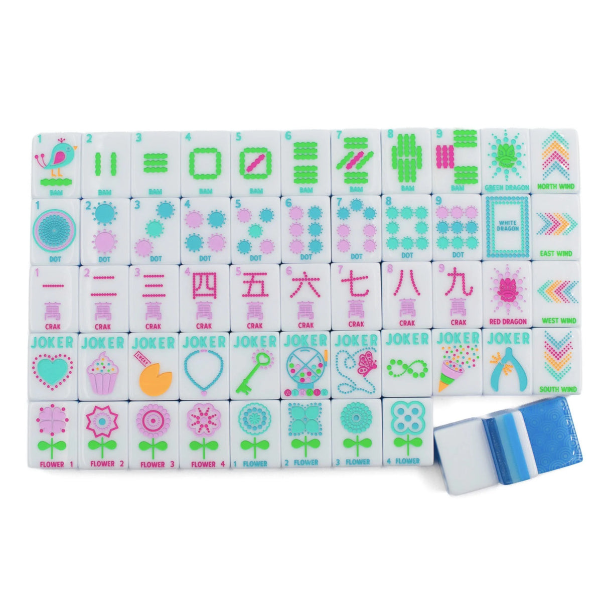 My Fair Mahjong -  Calm Blue Crystal Confetti Mahjong Set