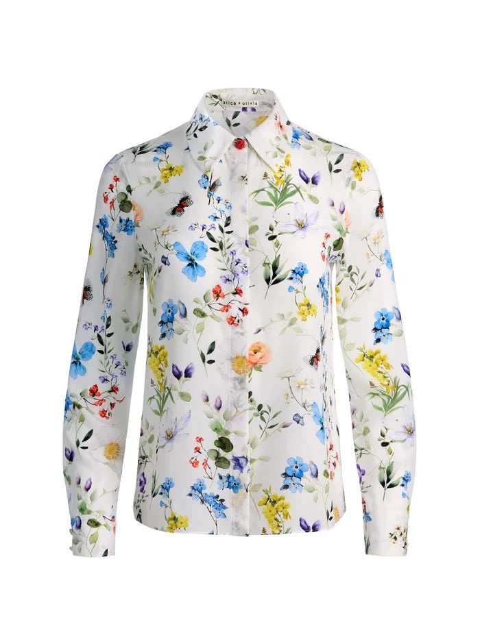 Alice + Women - Twisting Vines Off White Olivia Willa Silk Bluse