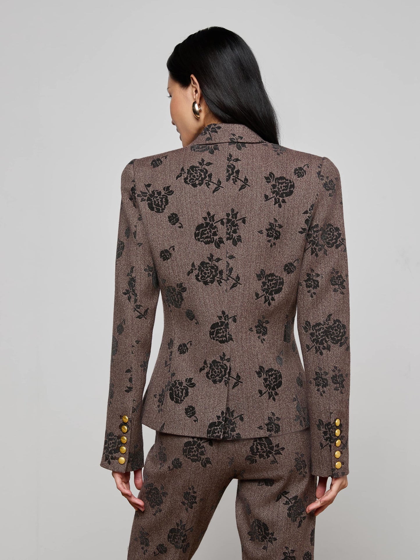 L'agence - Women - Brown Bethany Flocked Herringbone Blazer