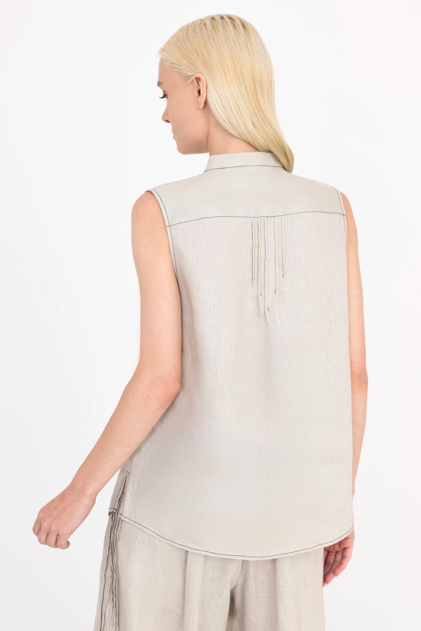 Elaine Kim - Women - Oyster Linen Shell Pin Tuck