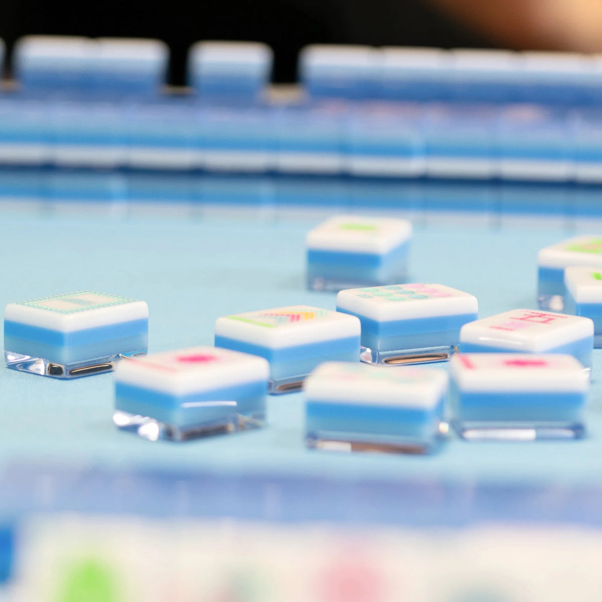 My Fair Mahjong -  Calm Blue Crystal Confetti Mahjong Set