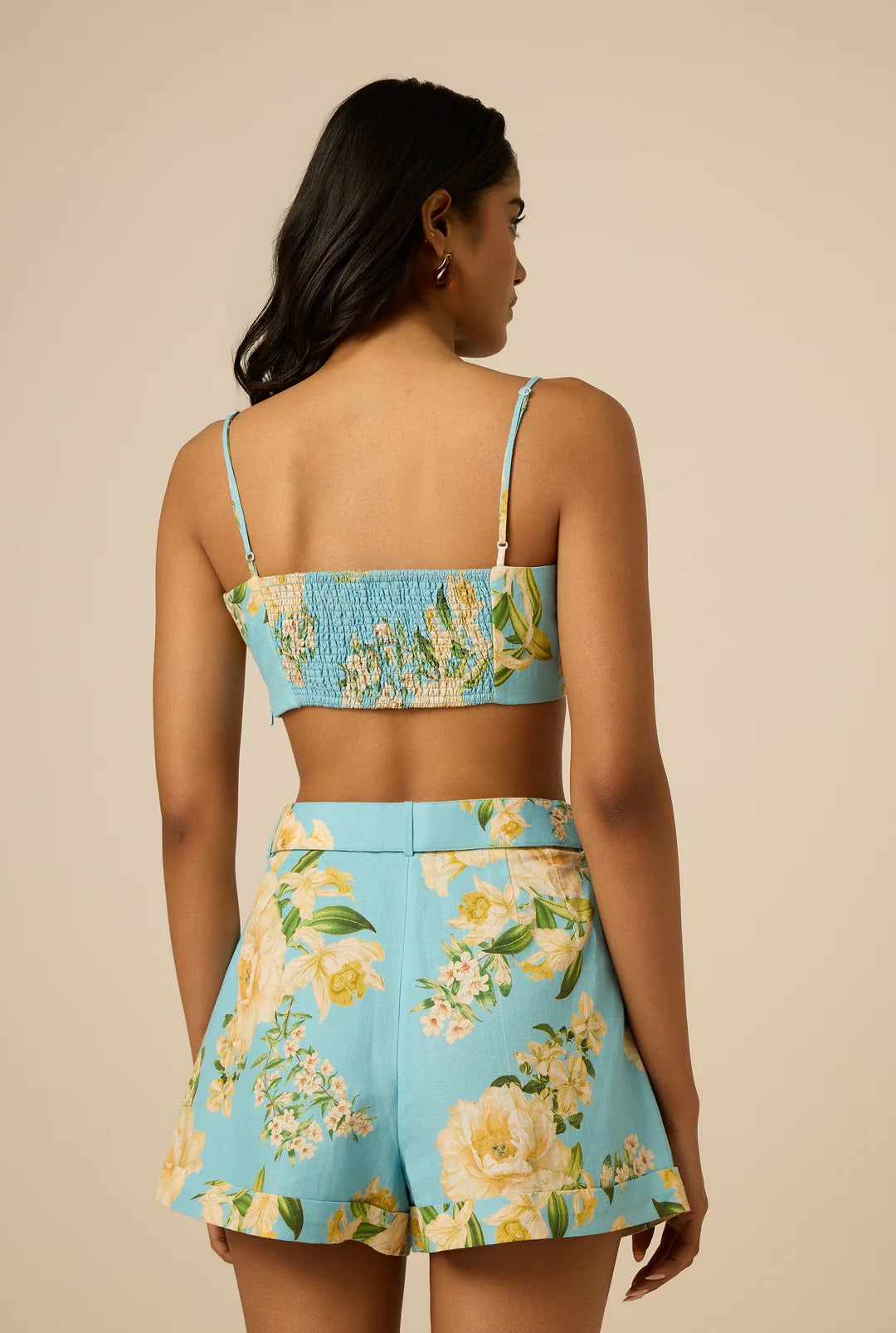 HEMANT AND NANDITA - Women -Blue Ajia Shorts With Buckle Belt