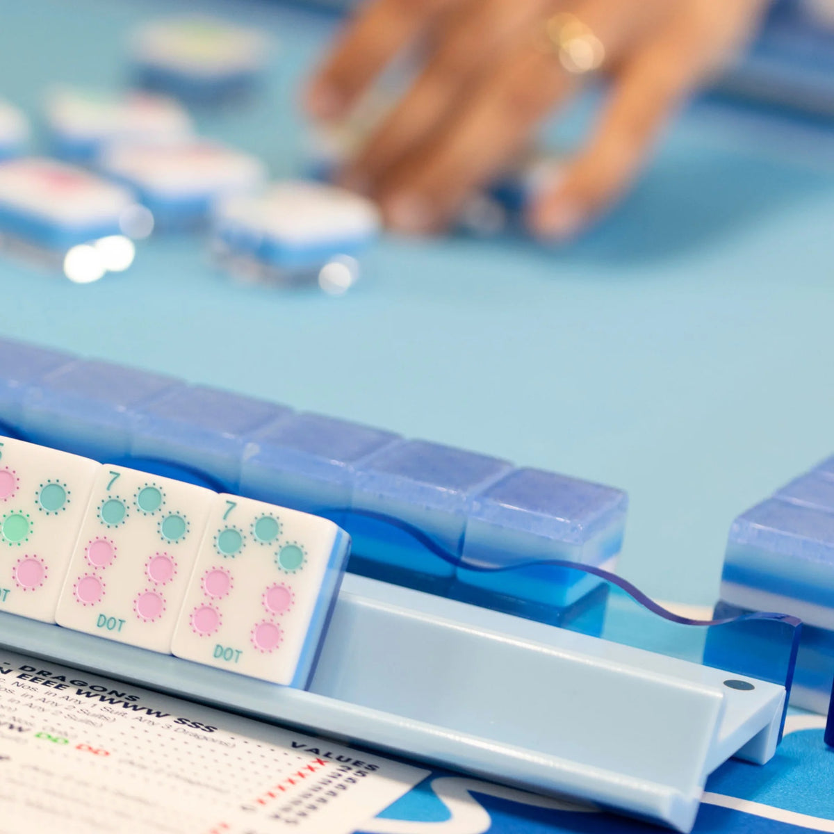 My Fair Mahjong -  Calm Blue Crystal Confetti Mahjong Set