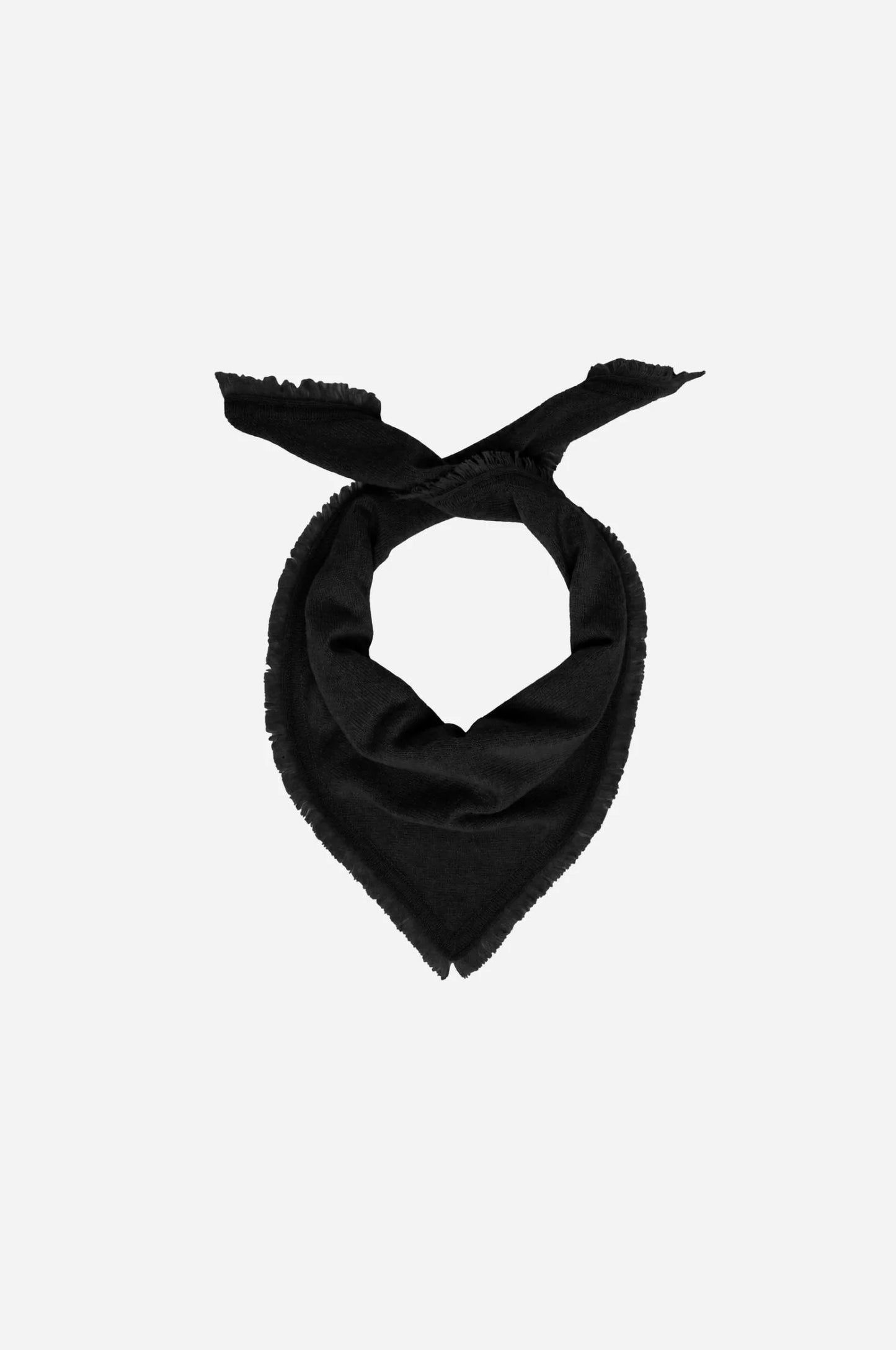 Minnie Rose - Women - Black Cashmere Neckerchief Scarf with Eyelash Fringe