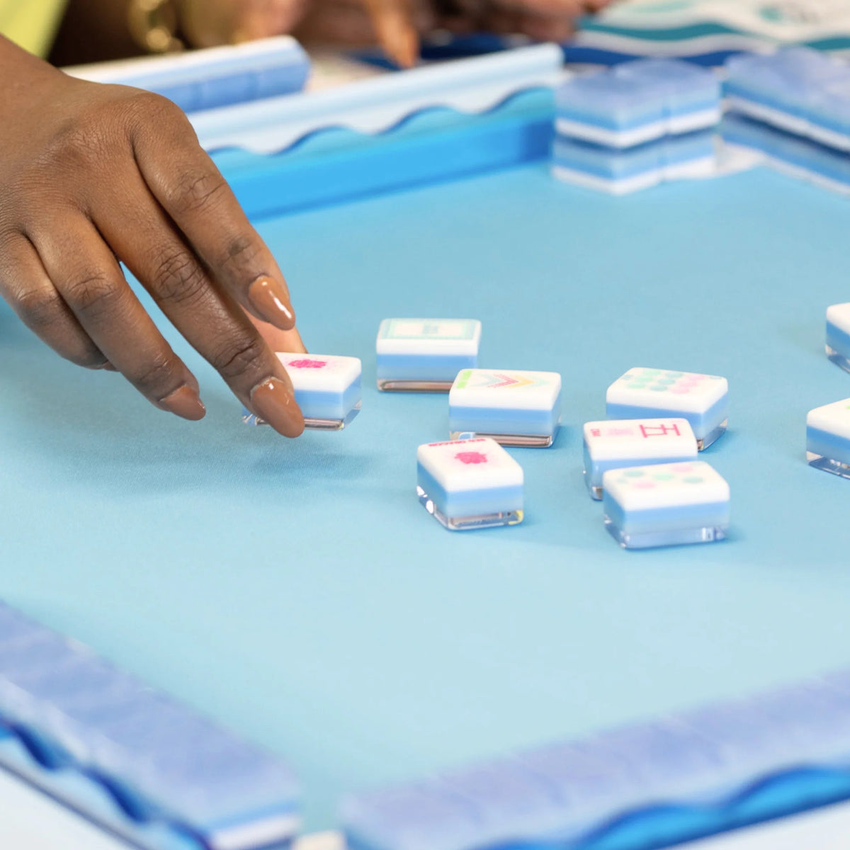 My Fair Mahjong -  Calm Blue Crystal Confetti Mahjong Set