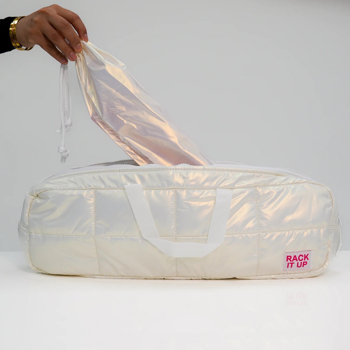 Canasta Rack it Up Bag Metallic White