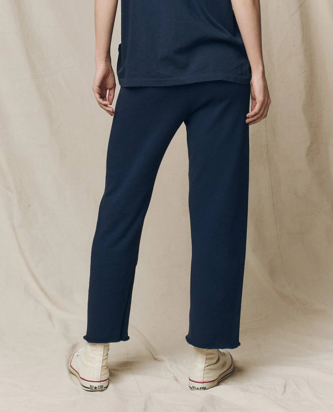 The Great Women - Navy Wide Leg Cropped Sweatpant