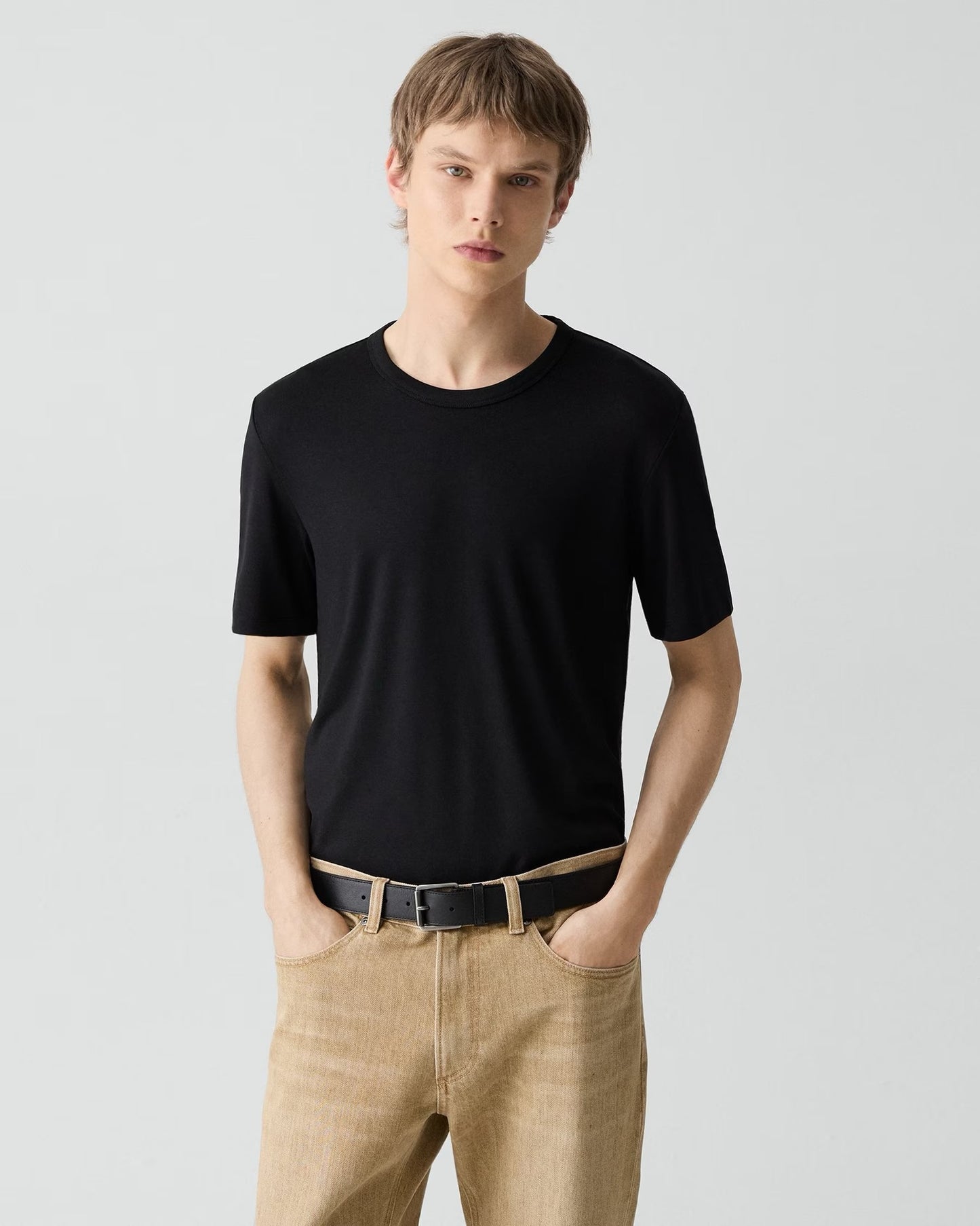 Theory - Men -Black Bron Polo Shirt in Anemone Modal Jersey