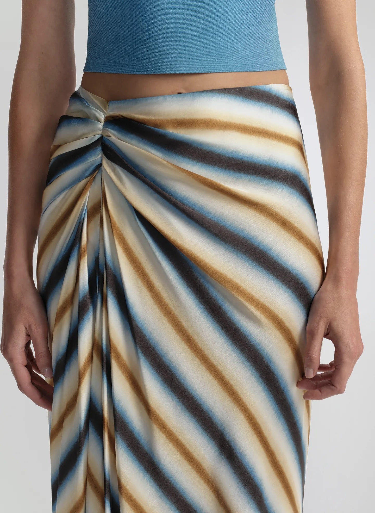 ALC  - Women - Tahoe Blue - Chocolate Jean Striped Midi Skirt