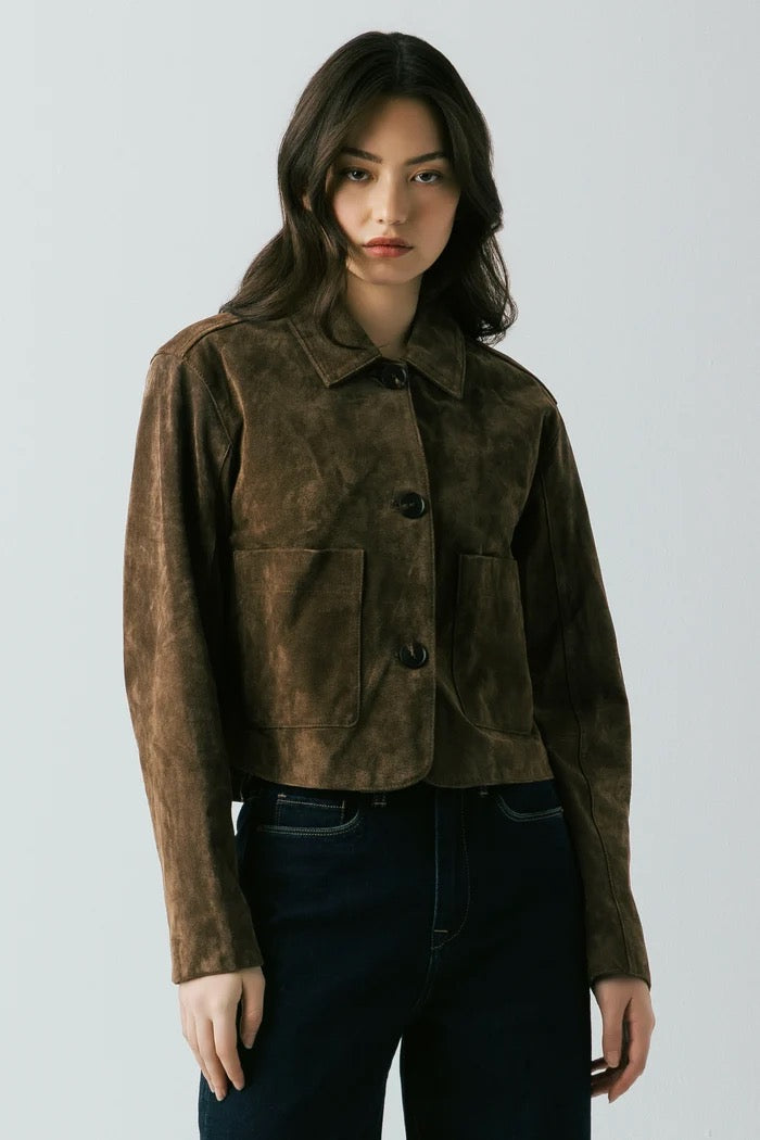 Blank NYC - Women Black Coffee Suede Crop Jacket