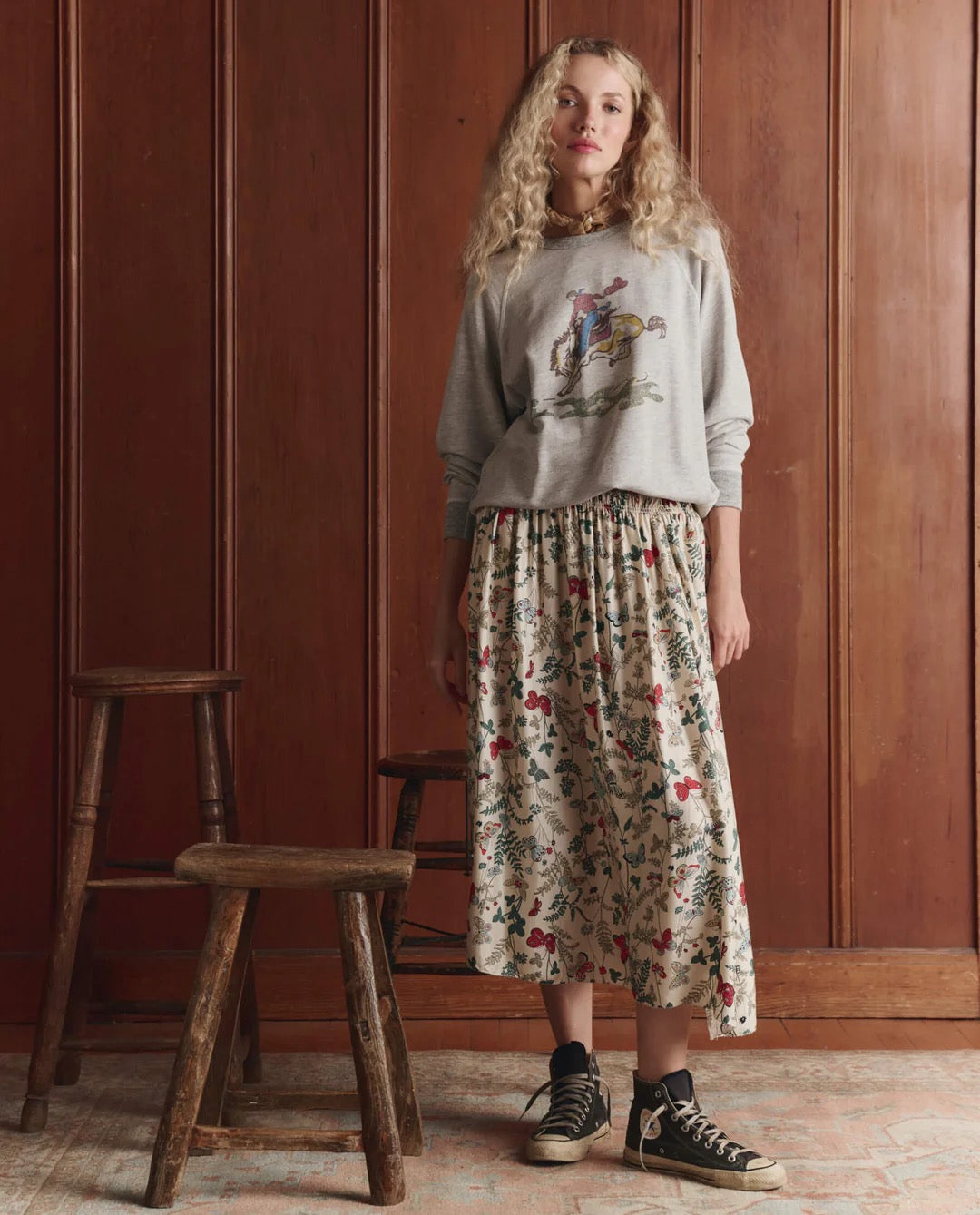 THE GREAT - Women Floating Butterfly Canary Skirt