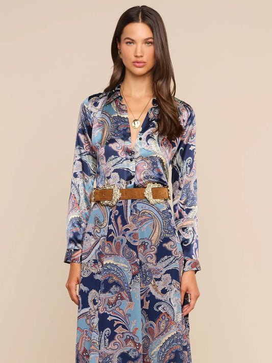 L'AGENCE - Women -  Midnight Multi Besarabian Paisley Tyler Silk Blouse