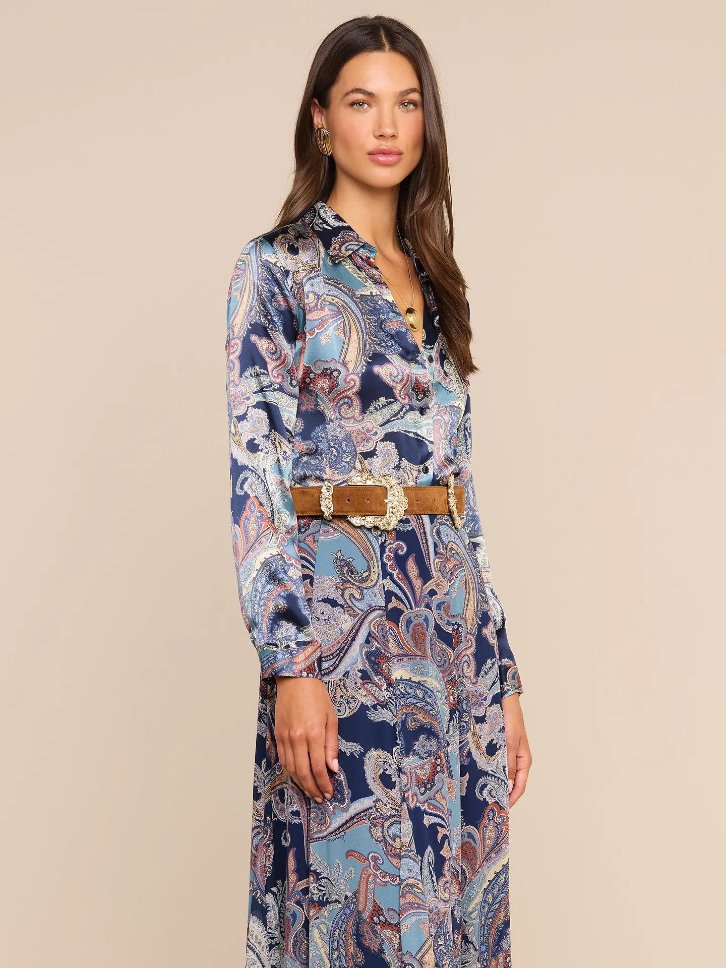 L'AGENCE - Women -  Midnight Multi Besarabian Paisley Tyler Silk Blouse