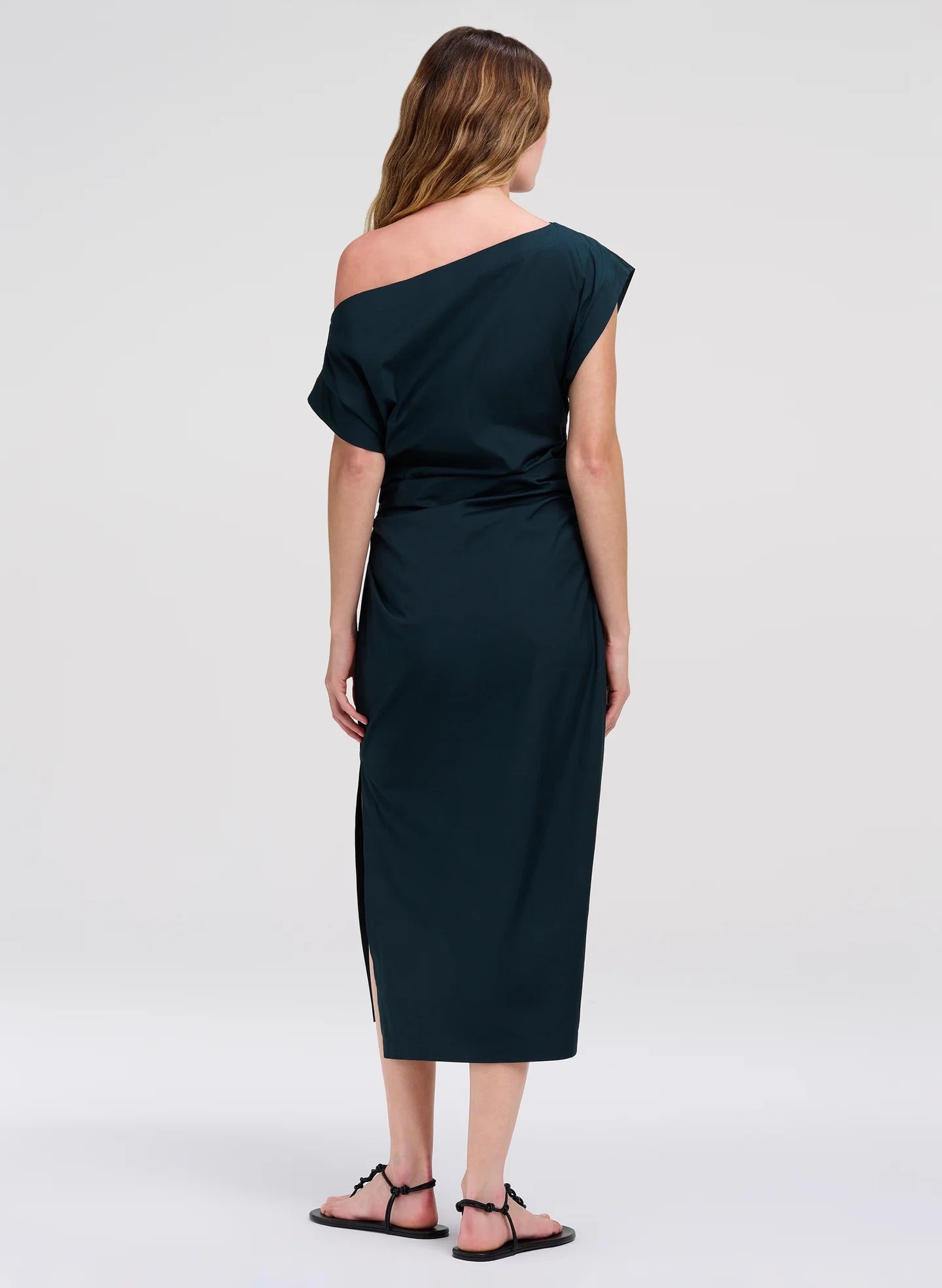 ALC - Women - Carbon Blue Nara Stretch Cotton Off Shoulder Midi Dress