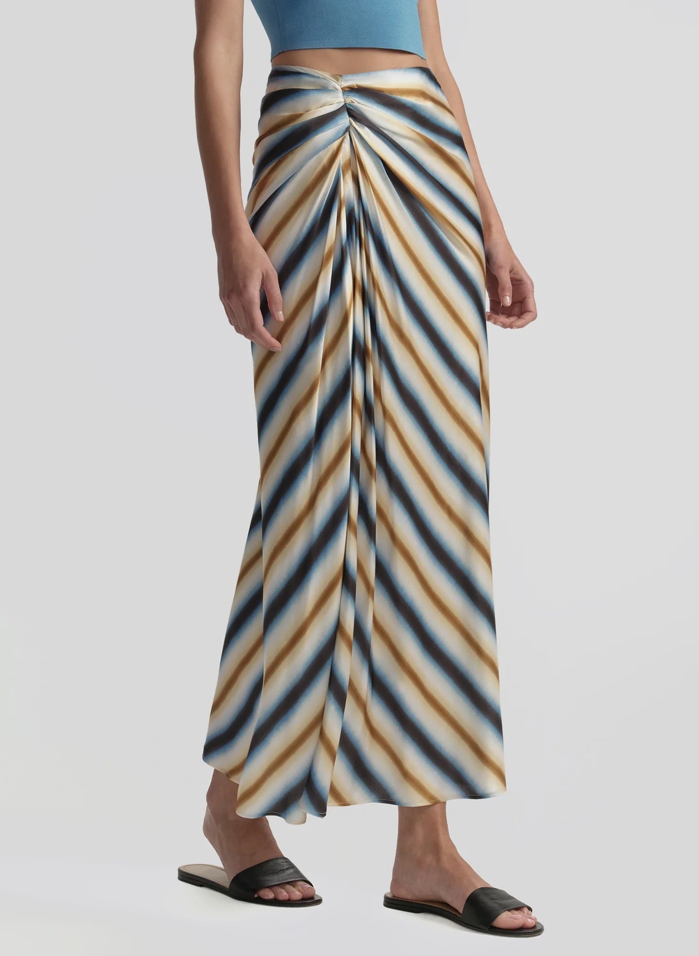 ALC  - Women - Tahoe Blue - Chocolate Jean Striped Midi Skirt