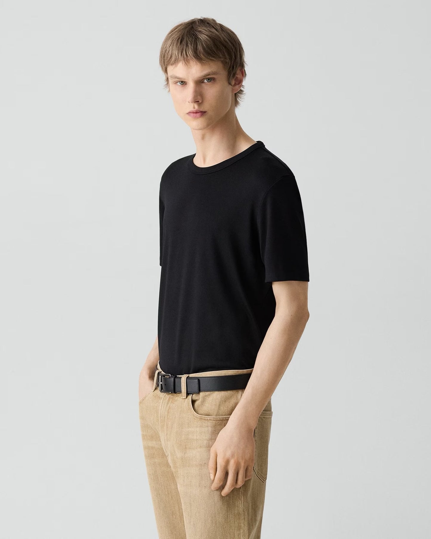 Theory - Men - Black Essential Tee in Anemone Modal Jersey