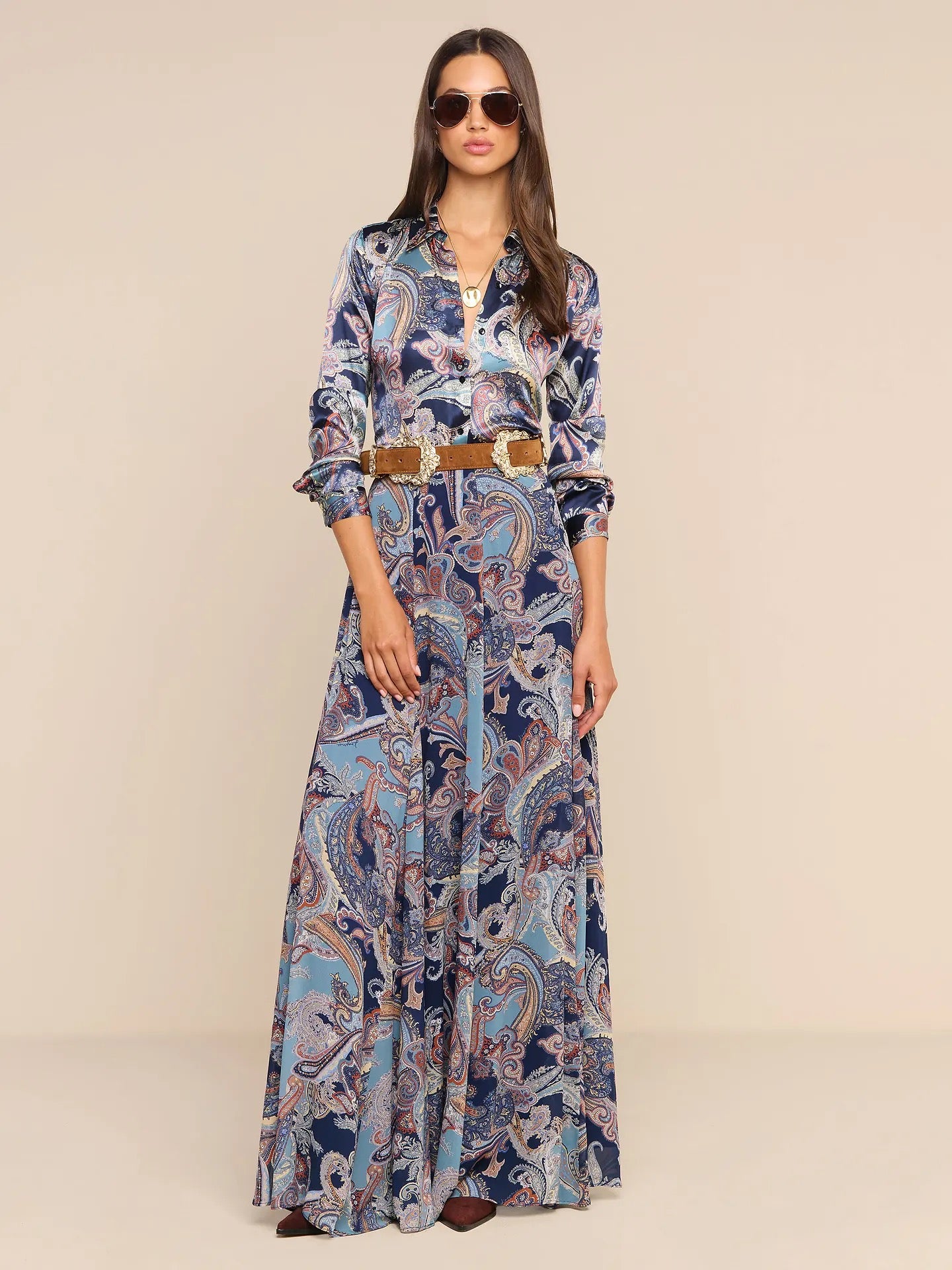 L'AGENCE - Women -  Midnight Multi Besarabian Paisley Tyler Silk Blouse