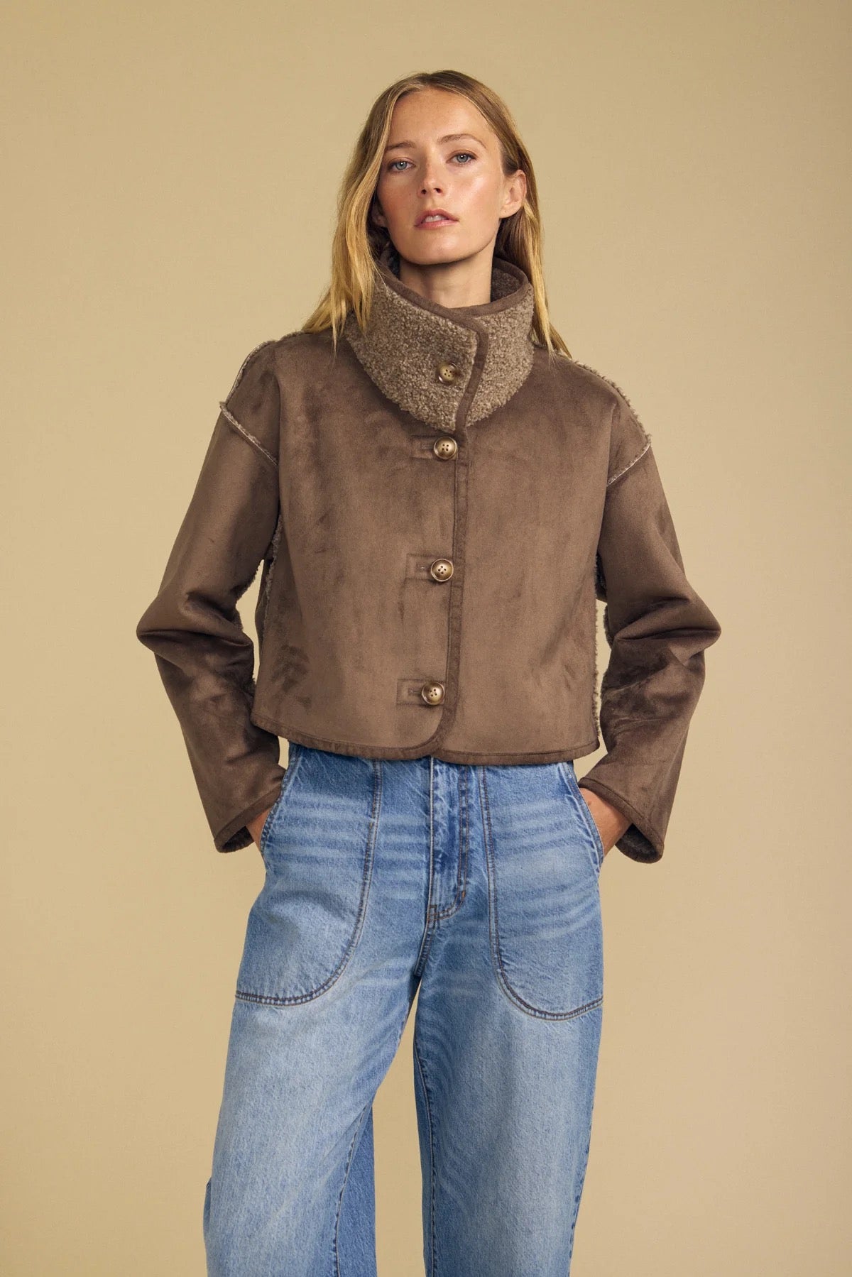Velvet Graham & Spencer - Women Faded Coco Esme Faux Sherpa Reversible Jacket