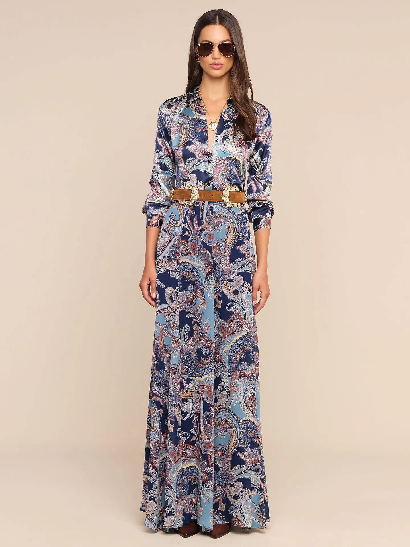 L'AGENCE - Women -  Midnight Multi Besarabian Paisley Tyler Silk Blouse